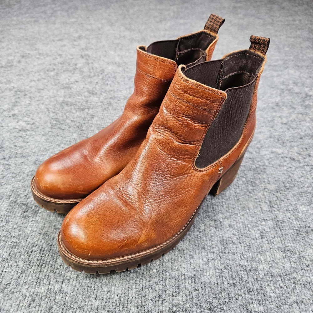 Bullboxer Cory Brown Leather Chelsea Boots Wm's Sz 11/41 Portugal Platform Boho